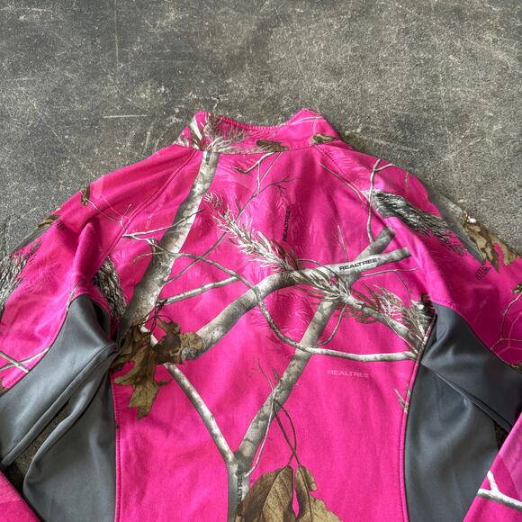 Realtree 1/4 Zip Jacket Womens L Pink Camo Pullover Mock Neck Outdoors - Picture 4 of 8